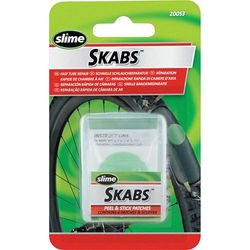 Slime 20053 Kit de remendos Skab para bicicletas, reparação de furos de pneus com câmara, contém 6 adesivos e 1 raspador metálico