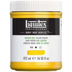 Liquitex 4412890 professionell tung kropp akrylfärg i konstnärskvalitet med utmärkt ljusäkthet i krispig konsistens, 473 ml kruka – kadmiumfri gul medium