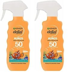 GARNIER DELIAL Spray Solar Muy Alta Protección FPS50+ EcoDiseñado Para Niños De Nemo Muy Resistente Al Agua Y AntiArena 270 ml (Paquete de 2)