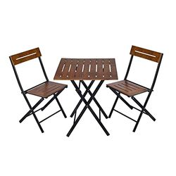 Set de Mesa y Sillas de Jardín Negro (3 Piezas)