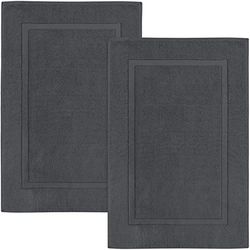 Utopia Towels Wasbare katoenen gestreepte badmat 53,3 x 86,4 cm (donkergrijs, pak van 2)