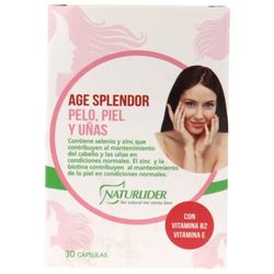 Naturlíder- Age Splendor suplemento natural para fortalecer Pelo, Piel y Uñas- 30 cápsulas de 953mg
