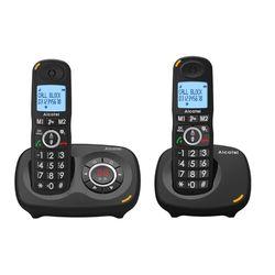 ALCATEL XL595 B Voice Duo - Téléphone Fixe Sans Fil Senior Avec Répondeur - Grand Écran Rétroéclairé - Mains Libres - Fonction Blocage Des Appels - Audio Boost - Répondeur 14 Min - 2 Combinés - Noir