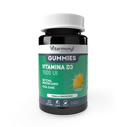 Gummies Vitamina D3 1000UI - Integratore a base di Vitamina D - Per le Difese Immunitarie, contribuisce al Normale Assorbimento di Calcio e Fosforo - Gusto Mango - 30 Gummies - Vitarmonyl
