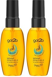 Schwarzkopf got2b Oil-licious Styling Oil, Vegan, Contains Argan Oil to Reduce Frizz and Leave Hair Sleek 50 ml (Pack of 2)