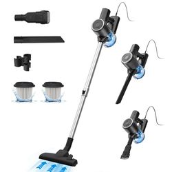 Vexilar Aspirateur Balai Puissant 25Kpa, Aspirateur Balai avec Fil Câble 7m, 3 en 1 Aspirateur Vertical Filtre HEPA, 600W Aspirateur Balai Léger avec Support Mural pour Sols Durs Tapis&Noir