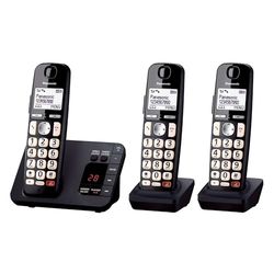 Panasonic KX-TGE823EB Digital Cordless Phone About 40 minutes Answering Machine with Nuisance Call Block and Dedicated Key, Amplified Sound Triple Black