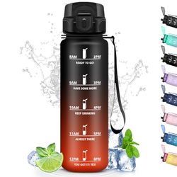 Botella Agua, Botella Agua 1 Litro con Filtro, Botella Agua Gimnasio, Botella Reutilizable a Prueba de Fugas, Botella de Agua con Eslogan Motivacional, Cantimplora para Deporte, Acampar, Bicicleta