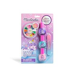 MARTINELIA - Kit manicure unicorno per bambini - Set Nail Art - 3 smalti per unghie rosa, blu e viola + 1 lime e decorazioni per le unghie - Smalto all'acqua da 3 anni - Regalo per ragazza