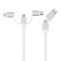 100cm laddarkabel, 6 i 1 USB laddare kabel kompatibel med alla typer av adaptrar, höghastighets laddning (Grå)