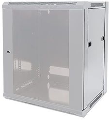 Intellinet Network Cabinet, Wall Mount (Standard), 15U, 450 mm Deep, Grey, Flatpack, Max 60 kg, Metal & Glass Door, Back Panel, Removeable Sides, Suitable also for use on a desk or floor, 19 Inch