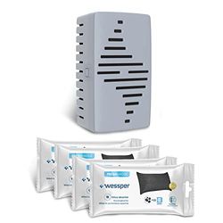Wessper Fresh Fridge Geur-Absorber voor koelkast met verwisselbare cartridge, neutraliseert ongewenste geurtjes, met actieve kool, zeer efficiënt, 6 maanden gebruiksduur, 4 navulverpakking