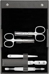 ZWILLING 5 Piece Cowhide Leather Manicure Set with Press Stud Anthracite