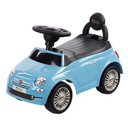 Tachan Fiat 500 loophulp met geluiden en muziek, lade onder de zitting voor het opbergen van nachten, rubberen banden, anti-valsysteem, tot 25 kg, blauw (711T00649)