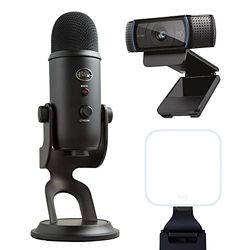 Blue Microphones Yeti, Logitech C920 HD Pro y Litra Glow Logitech For Creators - Combinación de cámara web, iluminación y micrófono, para videoconferencias, trabajo desde casa, Zoom, PC y Mac