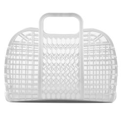 BABANA Jelly Bags - herbruikbare geschenkmand - meisjes strandtas - peuter, kinderen retro gelei portemonnee - Halloween, bruidsdouche, paasmand (klein) - wit