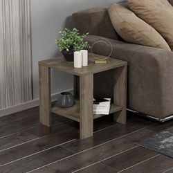 Hanah Home Élégante Table latérale en Noyer, 40 x 40 x 42 cm, 100% mélamine, élégante et Fonctionnelle pour Les Salons et Les Chambres à Coucher Modernes
