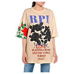 Replay Dames T-shirt met bloemenprint, 611 Skin, XS