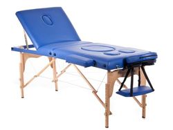 QUIRUMED Opvouwbare zwangerschap massage draaggreep, 194 x 70 cm, blauw, Hout, Kunstleer, Buikgat, Gezichtsgat, Afneembare Hoofdsteun, Tot 150 kg