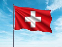 OEDIM Schweiz Flagga | 150x85cm | Förstärkt och med spetsar | Flagga med 2 metallöljetter och vattentät