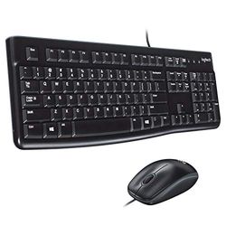 Logitech MK120 Combo Clavier et Souris Filaire pour Windows, Clavier Pan Nordique QWERTY - Noir