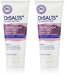 DrSALTS+ Calming Therapy Shower Gel with Epsom Salts, Lavender and Lemongrass Essential Oils, 200 ml (Pack of 2)