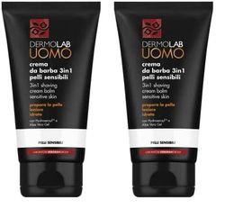 Dermolab Uomo - Crema da Barba ad Azione 3 in 1, per Pelli Sensibili, Effetto Idratante e Lenitivo, Facilita lo Scorrimento del Rasoio, Dermatologicamente Testato, 150 ml (Confezione da 2)