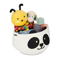 Relaxdays opbergmand kinderkamer, panda, HxØ: 24,5 x 35 cm, speelgoedmand kinderen, commodemand babykamer, wit/zwart
