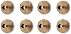 HAKU Mobel Set of 8 Wardrobe Knobs Chrome, Wild Oak, Mdf, Metal - Size: D 5 cm X Ø 7 cm, Style: Modern
