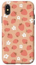 Carcasa para iPhone X/XS Cottage Core Fresas y Flores