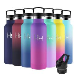 Motswedi Borraccia Termica, 750ml senza BPA, Borraccia con Cannuccia, Acciaio Inox, Bottiglia Termica, a Prova di Perdite, Borracce Termiche, Borraccia per Scuola, Sport, Viola Intenso & Rosso Rosa