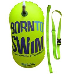 BornToSwim Arrastre para Nadador Boya de Seguridad Brillante sin Bolsa Seca, Unisex Adulto, Verde neón, 28 x 49 cm