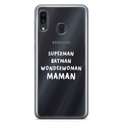 Zokko Samsung A30 Superman Batman Wonderwoman Mom fodral - mjukt genomskinligt bläck vitt