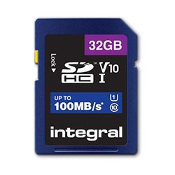 Integral Carte Mémoire 32Go SDHC Haute Vitesse jusqu'à 100MB/s Classe 10, V10, UHS1, U1