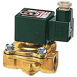 2/2-weg magneetventiel, messing, NO, gedwongen gestuurd, 24 V DC, Rp 3/8, FKM, mediumtemperatuur -20 °C tot 120 °C, PN 0-9 bar.