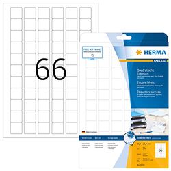 HERMA Self Adhesive Multipurpose Inkjet Labels, 66 Labels per A4 Sheet, 800 Sheets, 25.4 x 25.4 mm, 52800 Labels, Blank Universal Labels Stickers, Sticky Labels for Inkjet Printer, White