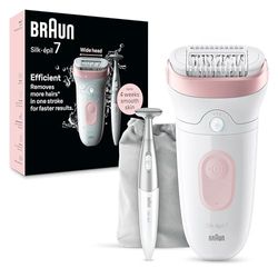 Braun Silk-épil 7, Depiladora Eléctrica Para Una Eliminación Del Vello Fácil, Piel Suave Duradera, 7-210, Blanco/Flamenco