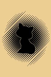 CAT HALFTONE EFFECT: journal, lined, 120 pages, 6x9 inches, matte finish cover, notebook, diary gift, no bleed