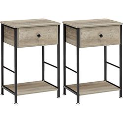 LUNSY Table de Chevet, Gris-Lot de 2, 40 x 30 x 60 cm