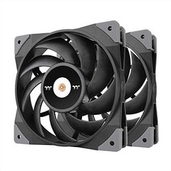 Thermaltake ToughFan 12 ad alta pressione statica 2000 PWM, mozzo motore rinforzato in metallo, cuscinetto idraulico Gen.2 120 mm caso/ventola radiatore (confezione da 2) CL-F082-PL12BL-A Nero