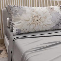 PETTI Artigiani Italiani - Katoenen beddengoed met kussenslopen met digitale print, eenpersoonslaken, beddengoedset bloemenpatroon 25 lichtgrijs, 100% Made in Italy