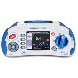 PeakTech 2755 – Testador de instalação VDE-0100 com Bluetooth, USB e cartão SD, multifuncional de acordo com VDE com ecrã TFT a cores de 3,5" IP 65, memória interna, app para iOS e Android, CAT III