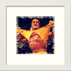 Lumartos, Hulk Hogan Contemporary Home Decor Wall Art Watercolour Print, White Frame, 14 x 14 Inches