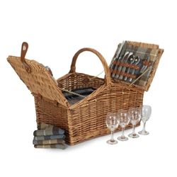 Red Hamper Picnic Basket, Wicker, Natural, 4 Person