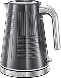 Russell Hobbs Bollitore Elettrico - 1,7 L, 2400 W - Acciaio Inox Grigio; Funzione di Ebollizione Rapida; Filtro Anticalcare; Indicatore Livello Acqua; Apertura Automatica del Coperchio, Geo 25240-70