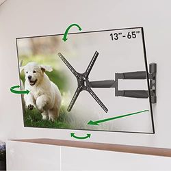 Barkan 53,5 cm lange tv-muurbeugel, 13-65 inch zwenkbaar/kantelbaar/volledige beweging luxe tv-houder, houdt tot 36 kg, extra lang uittrekbaar, voor LED OLED LCD, max. VESA 400x400