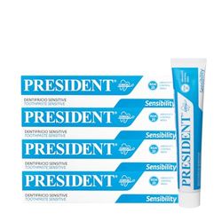 President KIT 4 DENTIFRICIO SENSITIVE per Denti e gengive Sensibili. Delicato, dona rapido sollievo alla sensibilità dentale e protegge le gengive. RDA 20. 4x75ml