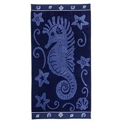 Superior 100% Cotton Luxury Beach Towels - Oversized Beach Towel, 450 GSM Swim Towel, Sea Horse and Stars (34" x 64")
