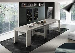 Dmora Tavolo da Pranzo Moderno, Made in Italy, Consolle allungabile 12 posti, con portallunghe, cm 51x90h77 (Fino a 300 cm) Colore Cemento