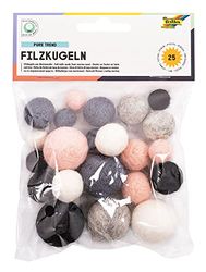 folia 5280 Viltballen Pure Trend, 25 ballen van 100% merinowol, gesorteerd in 5 verschillende kleuren en 3 maten, ideaal voor mobielen, slingers, enz.